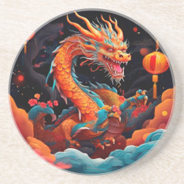 Chinees Nieuwjaar kleurrijke draak Zandsteen Onderzetter