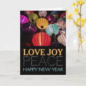 Chinees nieuwjaar, kleurrijke lantaarns-groet kaart (Gele Bloem)