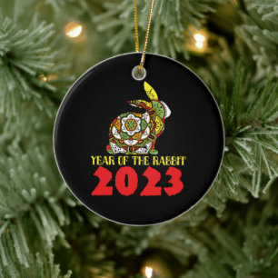 Chinees nieuwjaar konijn 2023 keramisch ornament