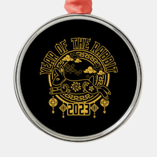 Chinees nieuwjaar konijn 2023 metalen ornament