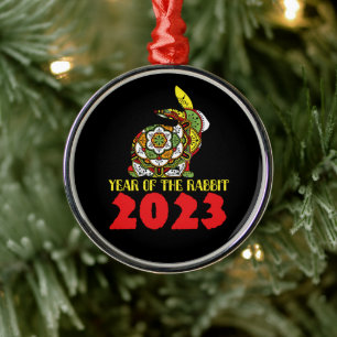 Chinees nieuwjaar konijn 2023 metalen ornament
