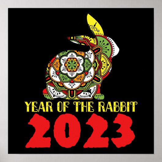 Chinees nieuwjaar konijn 2023 poster (Voorkant)