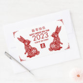 Chinees nieuwjaar konijn 2023 rechthoekige sticker (Envelop)