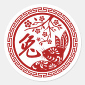 Chinees nieuwjaar konijn 2023 ronde sticker (Voorkant)