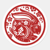Chinees nieuwjaar konijn 2023 ronde sticker (Voorkant)