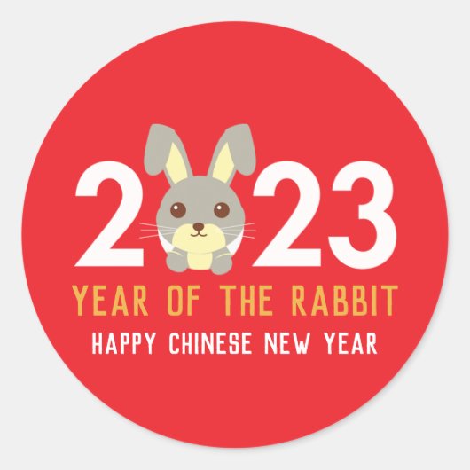 Chinees nieuwjaar konijn 2023 ronde sticker (Voorkant)