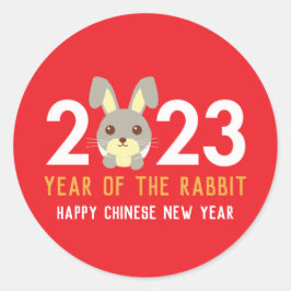 Chinees nieuwjaar konijn 2023 ronde sticker