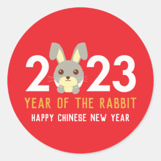 Chinees nieuwjaar konijn 2023 ronde sticker