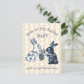 Chinees Nieuwjaar Konijn Dierenriem Minimaal 2023 Feestdagenkaart (Staand voorkant)