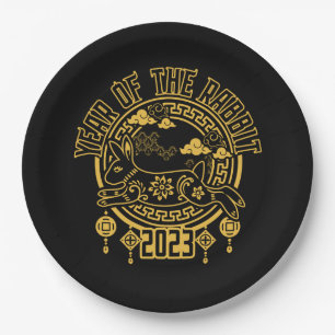 Chinees nieuwjaar konijn papieren bordje