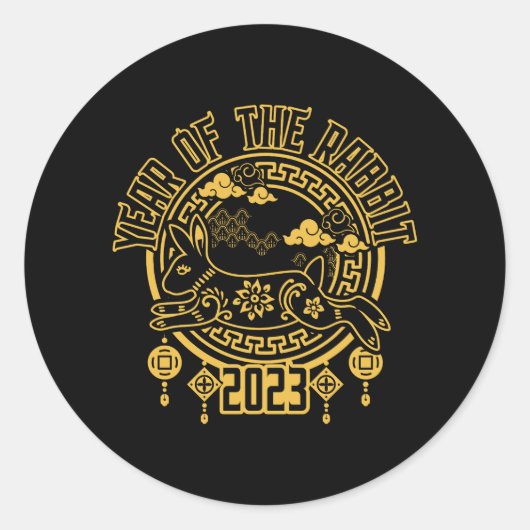 Chinees nieuwjaar konijn ronde sticker (Voorkant)