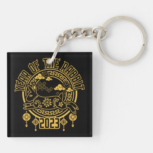 Chinees nieuwjaar konijn sleutelhanger (Achterkant)