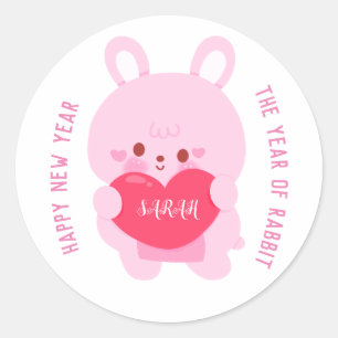 Chinees nieuwjaar konijnennaam ronde sticker