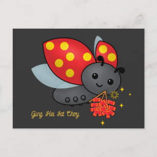Chinees nieuwjaar Ladybug Firecrackers Briefkaart
