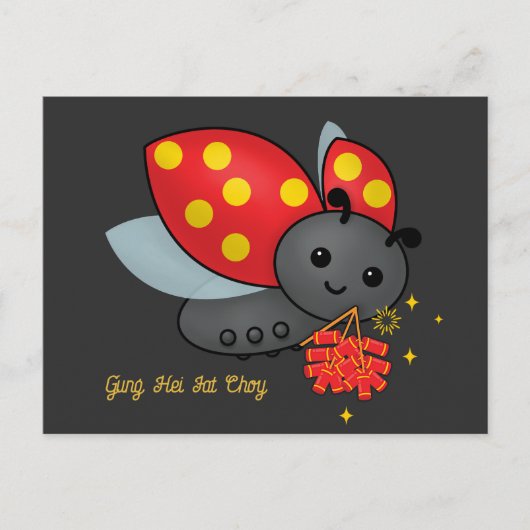 Chinees nieuwjaar Ladybug Firecrackers Briefkaart (Voorkant)