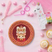 Chinees Nieuwjaar Leeuw Dancer Rat Papieren Bordje (Feest)