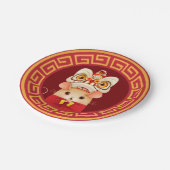 Chinees Nieuwjaar Leeuw Dancer Rat Papieren Bordje (Gekanteld)