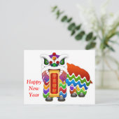 Chinees Nieuwjaar Lion Dance Briefkaart (Staand voorkant)