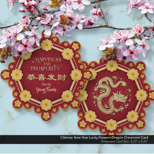 Chinees Nieuwjaar Lucky Flowers Dragon Ornament Kaart