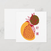 Chinees Nieuwjaar Lucky Red Ananas Feestdagenkaart (Voorkant / Achterkant)