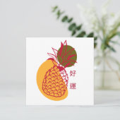 Chinees Nieuwjaar Lucky Red Ananas Feestdagenkaart (Staand voorkant)