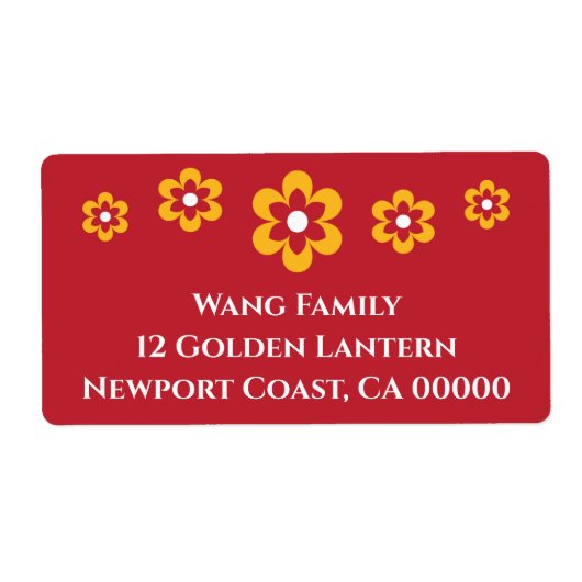 Chinees Nieuwjaar Maanfeest Geel Rood Etiket (Voorkant)