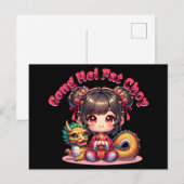 Chinees Nieuwjaar Meisje & Draak Briefkaart (Voorkant / Achterkant)