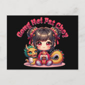 Chinees Nieuwjaar Meisje & Draak Briefkaart (Voorkant)