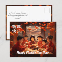 Chinees Nieuwjaar met gelukkige kinderen Briefkaart