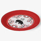 Chinees nieuwjaar met rode bloesems papieren bordje (Gekanteld)