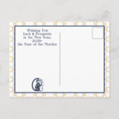 Chinees Nieuwjaar Monkey Zodiac Animal Minimal 202 Feestdagenkaart (Achterkant)