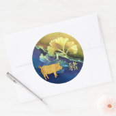 Chinees nieuwjaar op Gingko Leaves Ronde Sticker (Envelop)