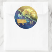 Chinees nieuwjaar op Gingko Leaves Ronde Sticker (Tas)