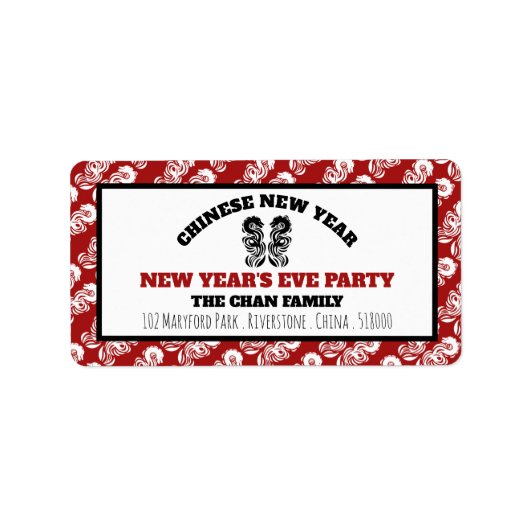 Chinees nieuwjaar Oriental Dragon Etiket (Voorkant)