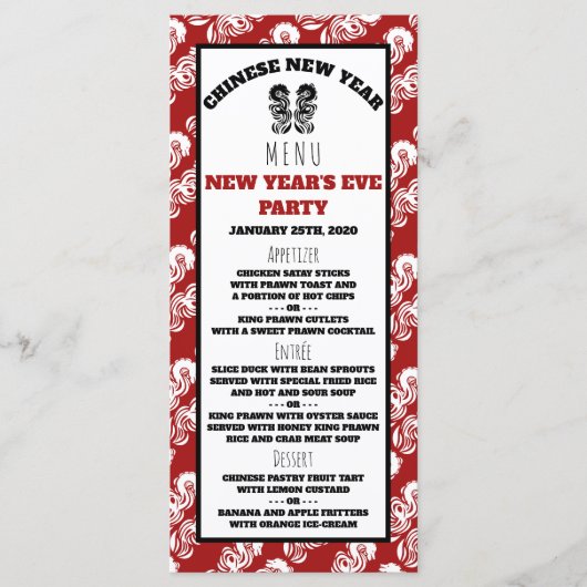 Chinees nieuwjaar Oriental Dragon Menu (Voorkant)