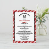 Chinees nieuwjaar Oriental Dragon Menu Kaart (Staand voorkant)