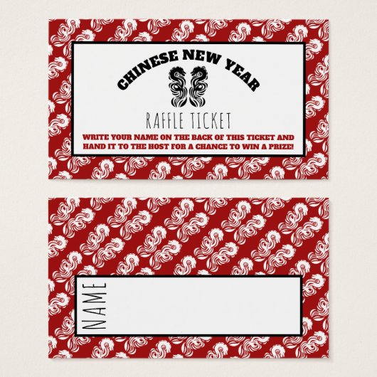 Chinees Nieuwjaar Oriental Dragon Raffle Ticket Visitekaartje (Voorkant /achterkant)