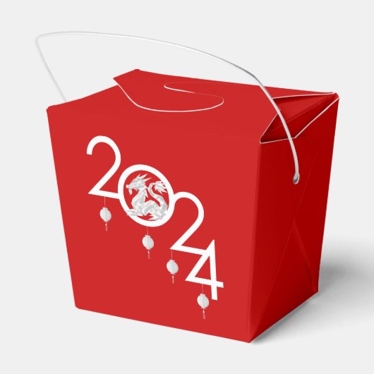 Chinees Nieuwjaar Origami Dragon, rode gunst doos Bedankdoosjes (Achterkant)