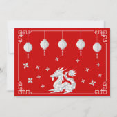 Chinees Nieuwjaar Origami Dragon, rode uitnodiging (Achterkant)