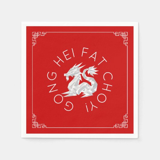 Chinees Nieuwjaar Origami Dragon servetten (Voorkant)