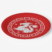 Chinees Nieuwjaar Origami Dragon & Sterren Papieren Bordje (Gekanteld)