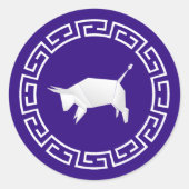 Chinees nieuwjaar origami Ox, paars Ronde Sticker (Voorkant)