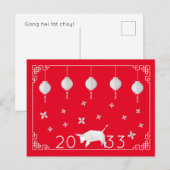 Chinees nieuwjaar origami Ox, rood Briefkaart (Voorkant / Achterkant)