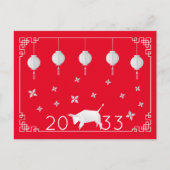 Chinees nieuwjaar origami Ox, rood Briefkaart (Voorkant)