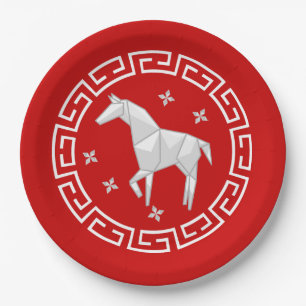 Chinees Nieuwjaar Origami Paard & Sterren Papieren Bordje