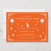 Chinees nieuwjaar Origami Rabbit, oranje uitnodigi Kaart (Voorkant)