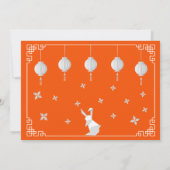 Chinees nieuwjaar Origami Rabbit, oranje uitnodigi Kaart (Achterkant)