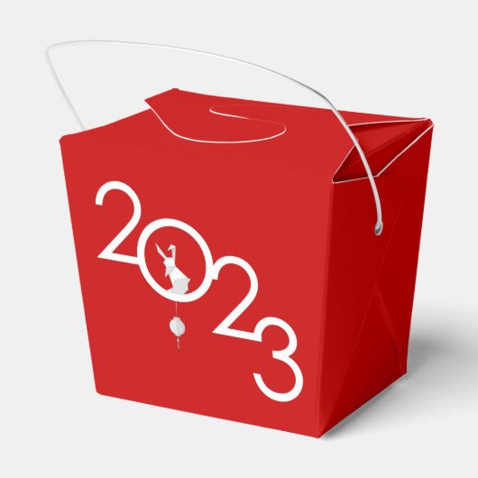 Chinees nieuwjaar Origami Rabbit, red Favor Box Bedankdoosjes (Achterkant)