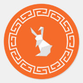 Chinees nieuwjaar Origami Rabbit Ronde Sticker (Voorkant)