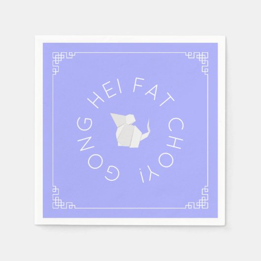 Chinees nieuwjaar origami Rat, licht Servet (Voorkant)